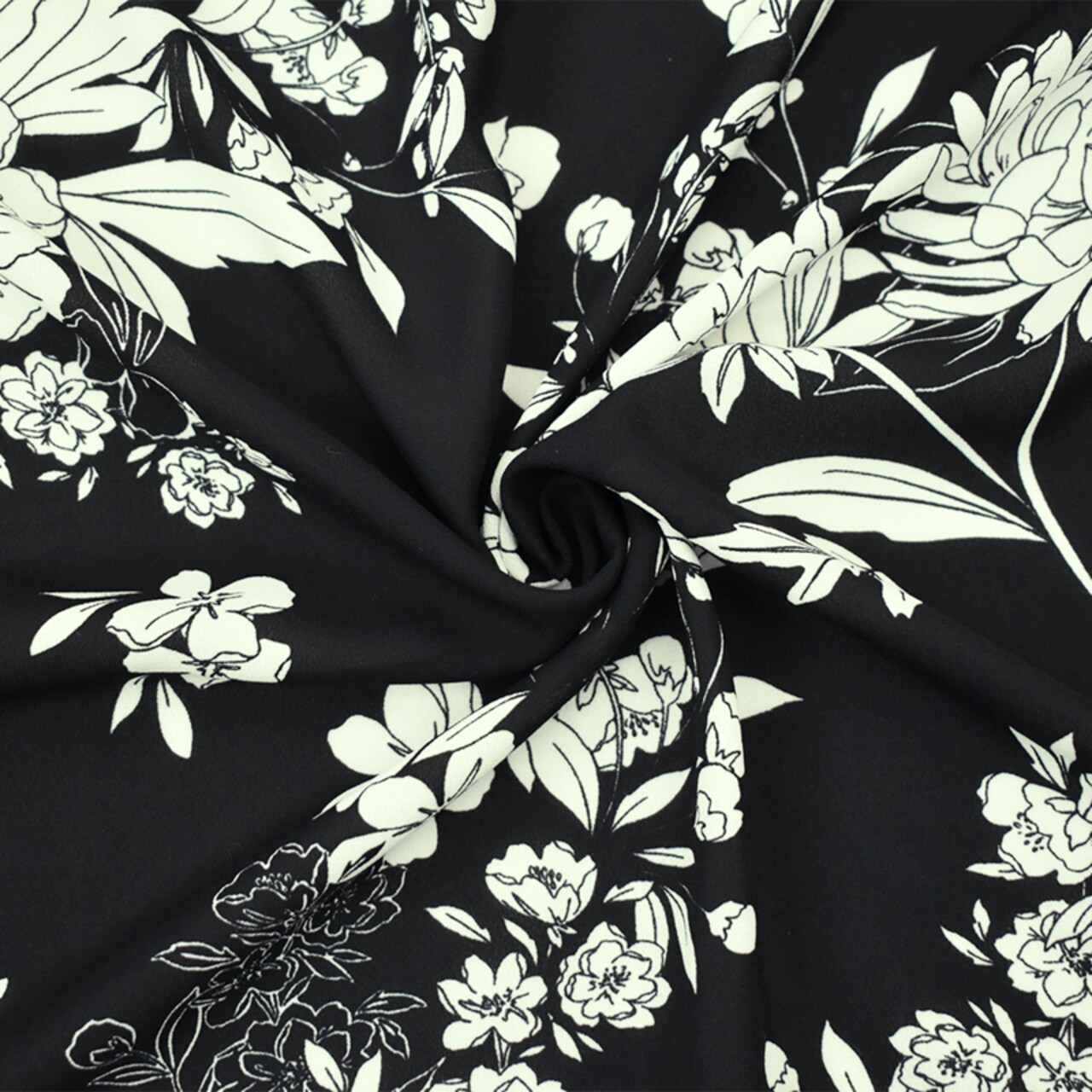 Black-White Famous Designer Floral Printed Georgette Woven Fabric By the Yard
